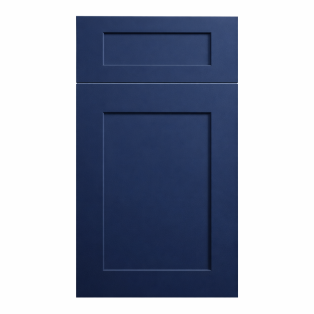 navy blue shaker cabinet door with recessed panel and smooth painted finish by VIC Cabinet