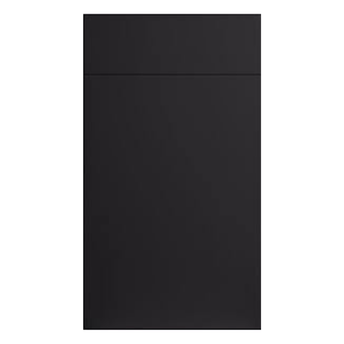 black melamine slab cabinet door with smooth matte surface and contemporary handleless design by VIC Cabinet