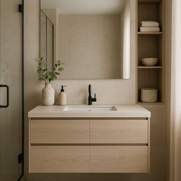 Oakwhite Frameless Vanity
