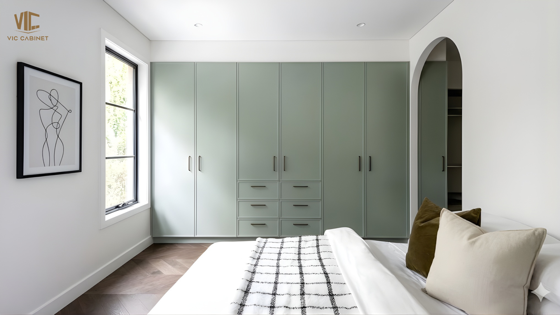 Sage Green Slim Shaker Closet - VIC Cabinet