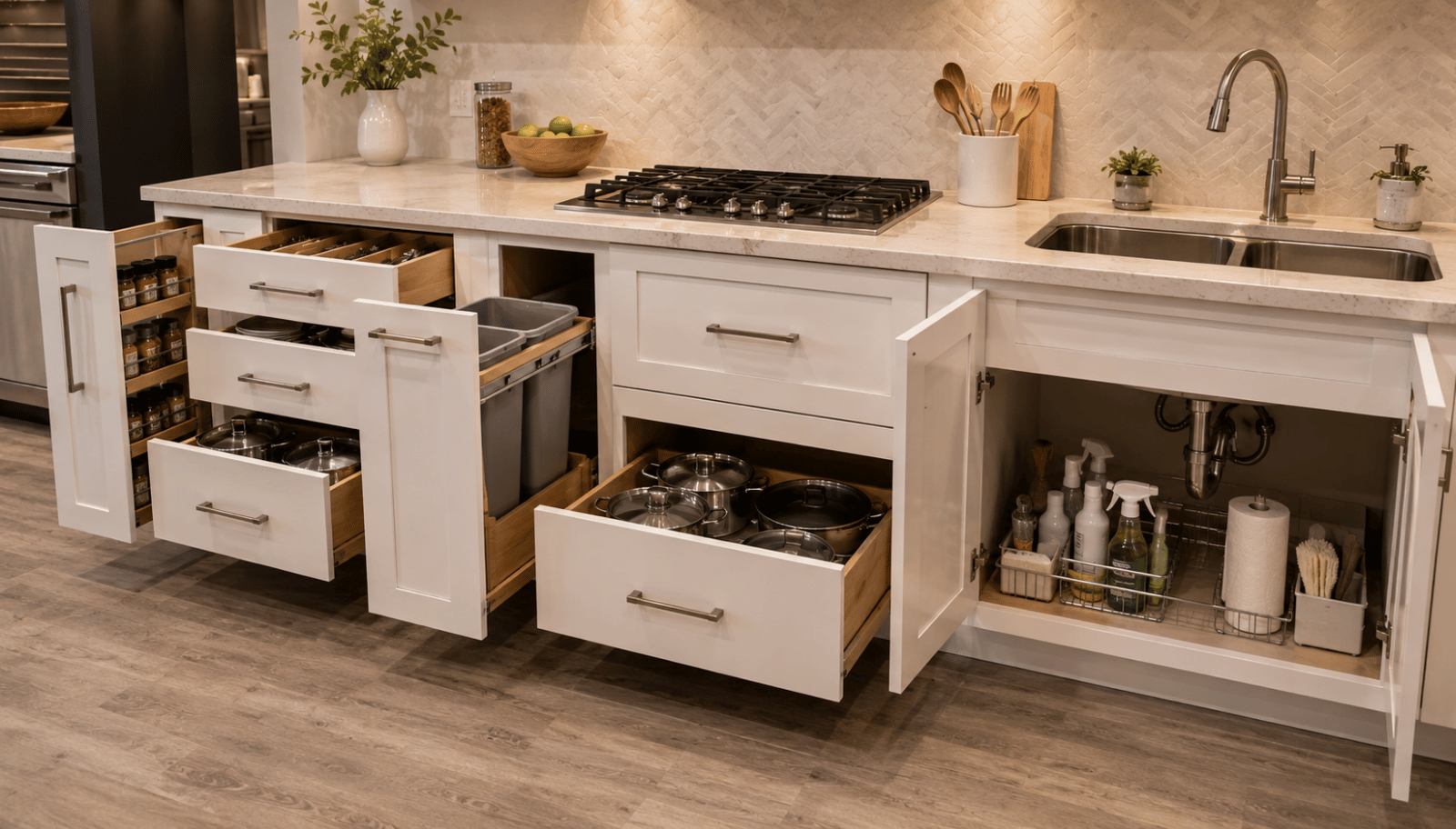 12 inch to 36 inch wide base kitchen cabinet size comparison in luxury kitchen design