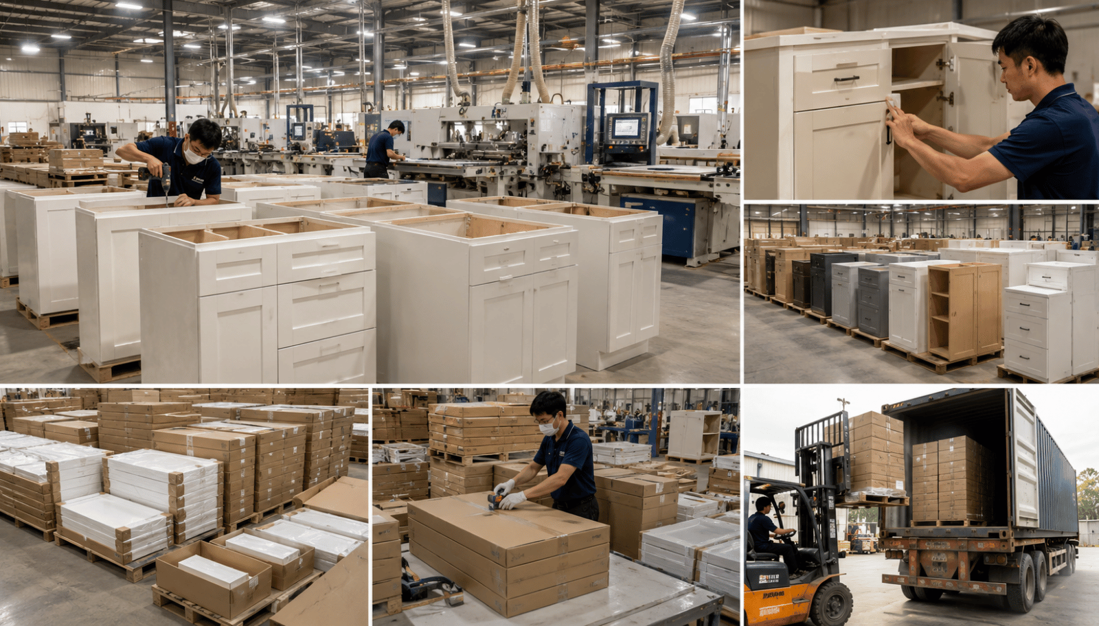 Vietnam cabinet factory producing RTA and assembled kitchen base cabinets for US export