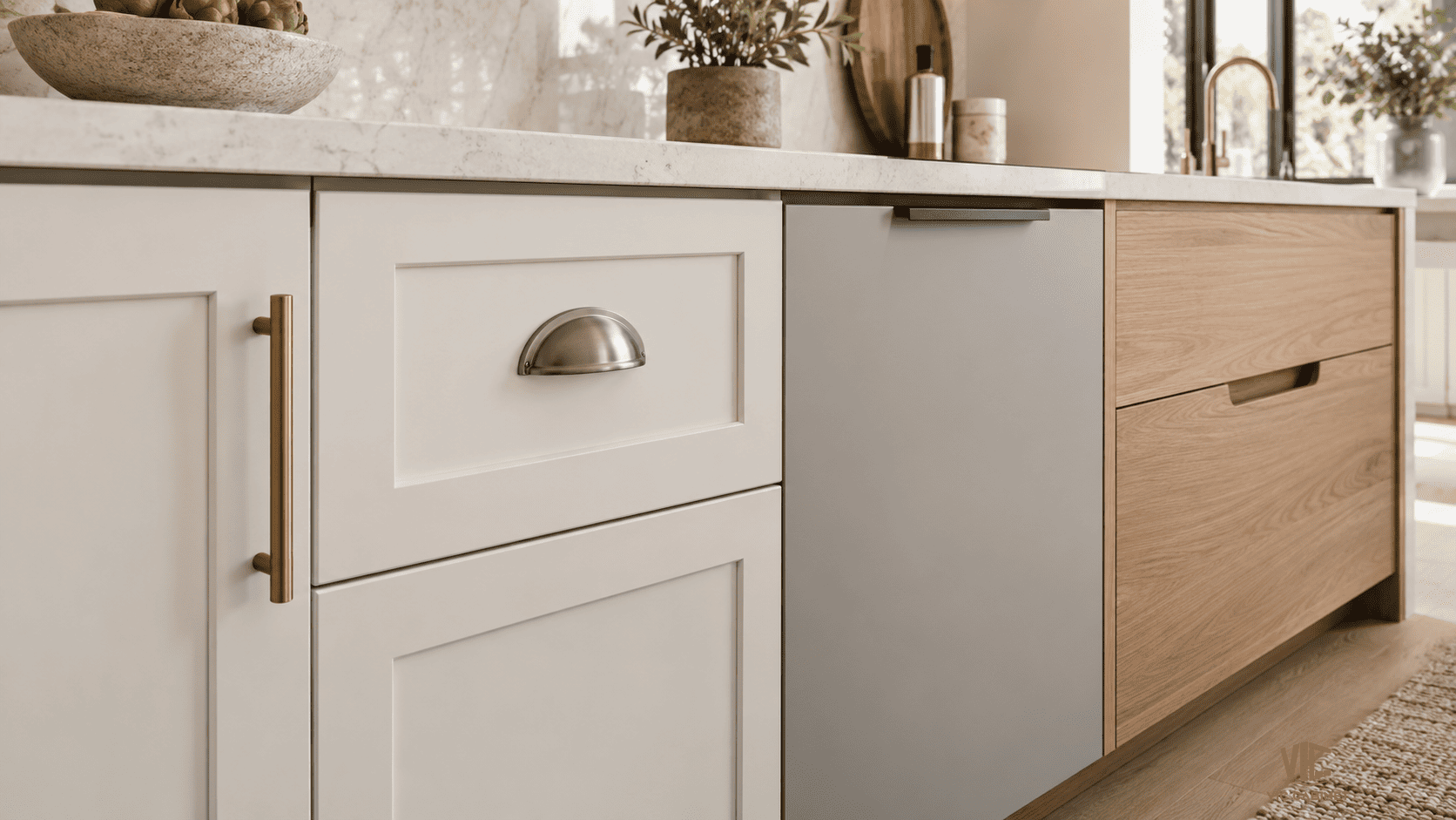 Popular types of cabinet pulls including bar pulls, cup pulls, edge pulls, and finger pulls